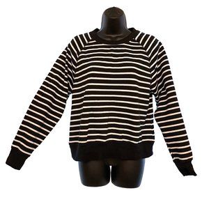 Crew Neck Sweatshirt Vintage Cut Knit Black/White Stripes Old Navy